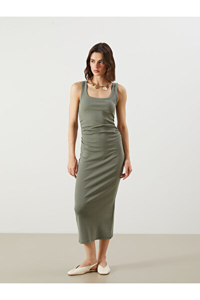 LC Waikiki U Yaka Büzgülü Elbise