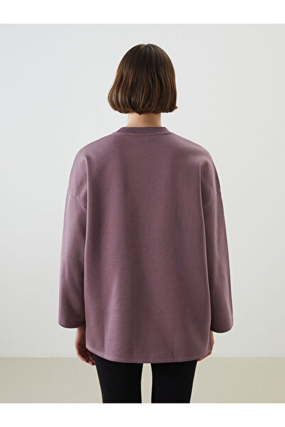 LC Waikiki Plum Crew Neck Oversize Women's Thick Sweatshirt Tunic