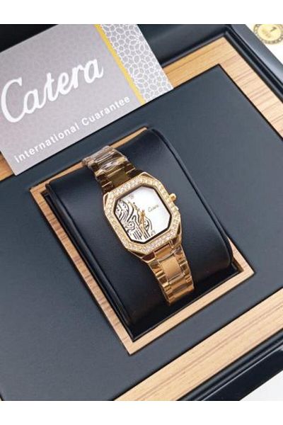 catera Women's watch expressing authenticity, gold-colored steel, white dial