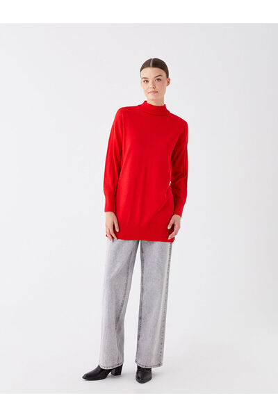 LC Waikiki Half Turtleneck Plain Long Sleeve Women's Knitwear Tunic