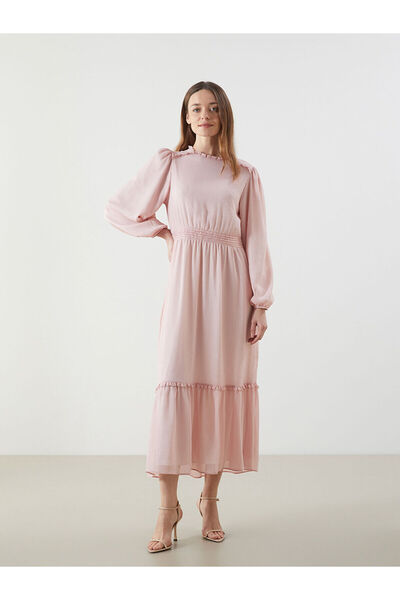 LC Waikiki Rüschenkleid mit Stehkragen für Damen