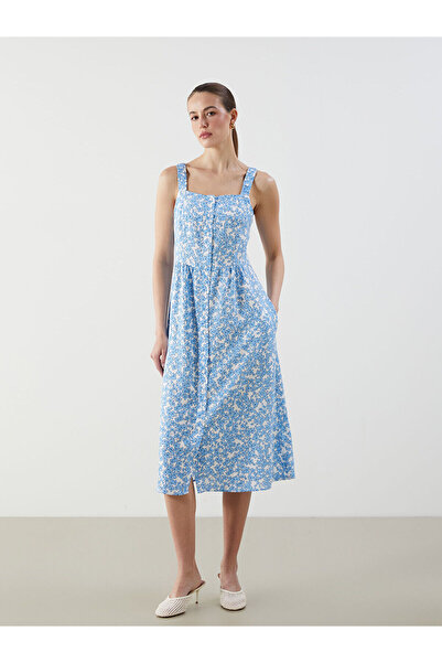 LC Waikiki فستان زهري برقبة مربعة للموسم الجديد - S5M318Z8