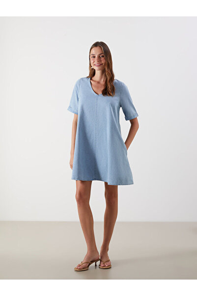 LC Waikiki Peak New Season V-Neck Jean Dress