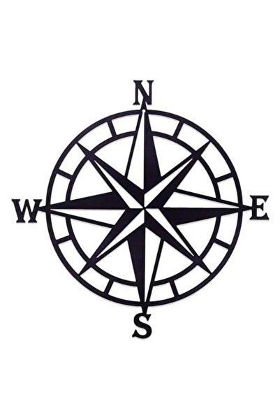 Mirfa لوحة جدارية خشبية بقاعدة لاصقة - أسود (بوصلة بحرية)