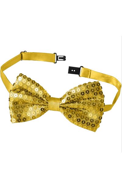 PRATİKOBA Night sparkle gold sequined bow tie 7x2 cm