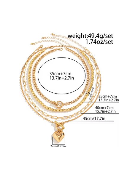 monalisatoka Kadın Kombin Gold Kaplama Gemici Kilit 4’Lü Kolye Seti