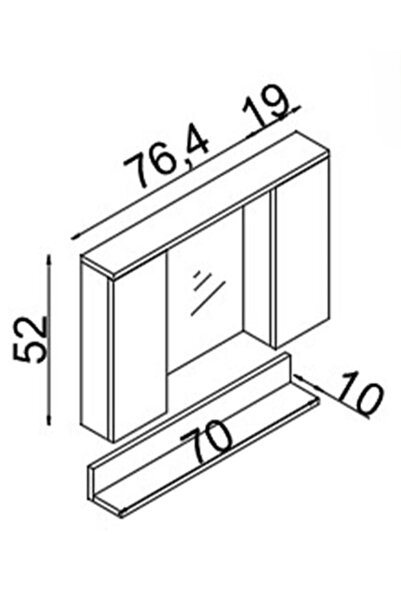 KRM MOBİLYA & DEKORASYON Lavabo Dolabı Üst Modül Siyah Kulp Detaylı Camlı Model Altı Raflı Model (ANTRASİT-BEYAZ)