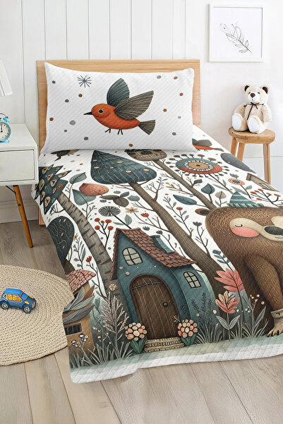 Realhomes مجموعة غطاء سرير لطيف على شكل دب وشجرة لغرفة الأطفال والمراهقين