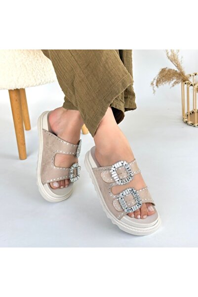 BESKAR Papuci Juana Bej Nubuck Stone