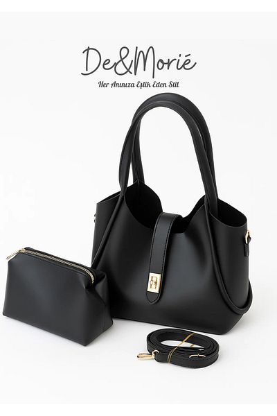 De&Morié Dm2581 Beige Faux Leather Women's Shoulder Bag + Inner Makeup Bag