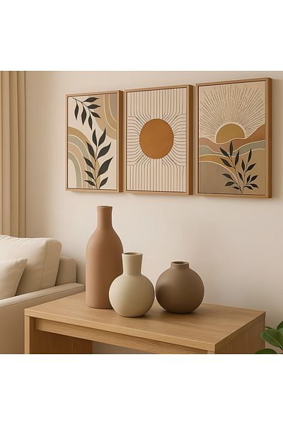 ZERF Three-piece canvas paintings - modern design - each piece is 40 x 60 cm