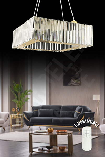 SONSUZ AYDINLATMA&AVİZE Sonsuz Kare Zarif Gold 4 Lü 46 cm Kumandalı Lüx Moder...