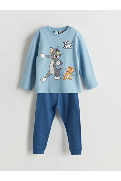 LC Waikiki LCW baby Mavi Tom & Jerry Baskılı Erkek Bebek Pijama Takımı