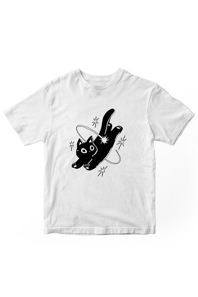 designedfy Cat Starries Printed Women's Tshirt White