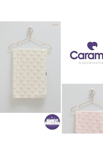 Caramell My Baby Kumsal Baby Blanket New Season Combed Cotton and Soft Textured 85X90 Cute Dreams Heart 1905