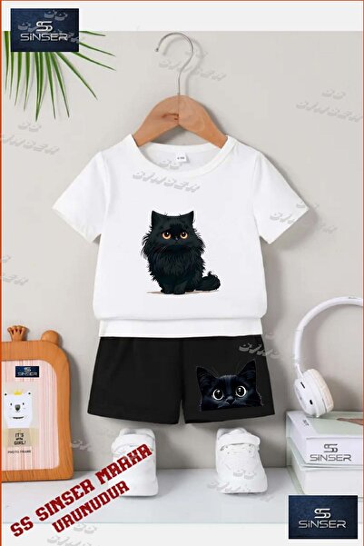 SS SİNSER Children's Unisex “Cat Black Feet Onde“ Custom Printed Crew Neck T-...