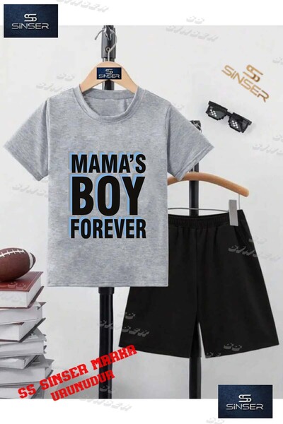 SS SİNSER Παιδικό UNISEX T-shirt με ειδική στάμπα  "MAMAS BOY WRITTEN " με λα...