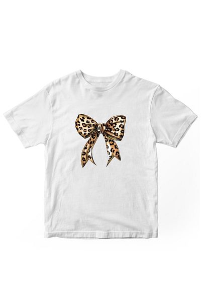designedfy Leopard Bow Printed Women's Tshirt White