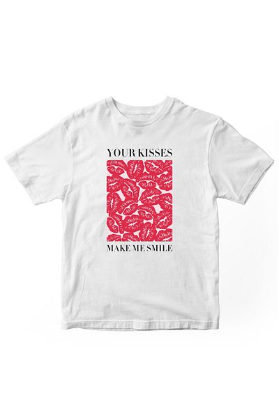 designedfy Kisses Printed Women's Tshirt White