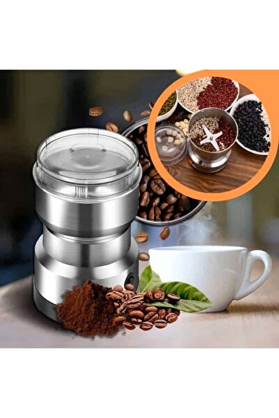 EMATTEIRO Râșniță Electrică Cafea și Condimente 200W, Carcasă Inox Argintiu, Compactă și Puternică