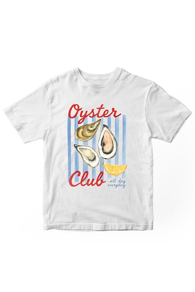 designedfy Oyster Club Printed Women's Tshirt White