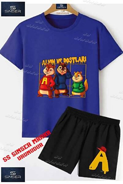 SS SİNSER Children's Unisex “Alvin and Friends“ Special Printed Crew Neck T-S...