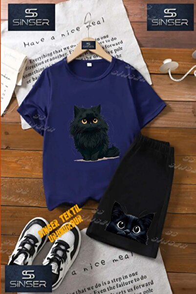 SS SİNSER تي شيرت للأطفال للجنسين "CAT BLACK FEET ONDE" مطبوع حسب الطلب برقبة...
