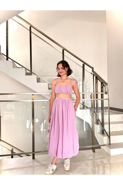 Sude Kızanlıklı Balloon Crop and Skirt Set