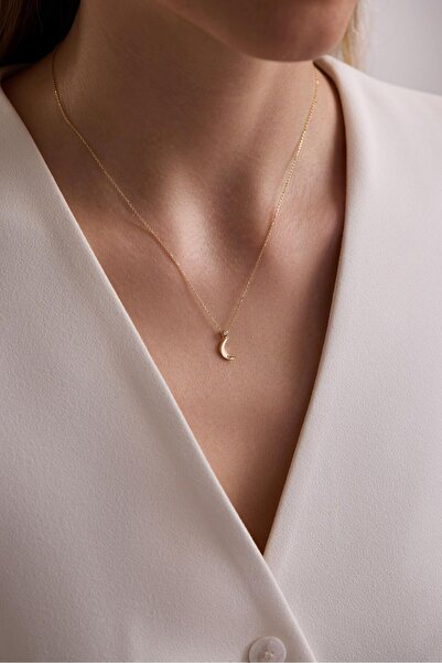 Tufanlar Kuyumculuk 14 Ayar Taşlı Ay Altın Kolye