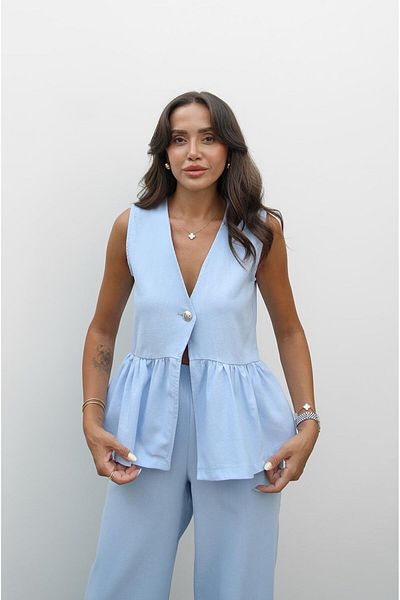 Havoş Blue Single Button Vest Pants Suit