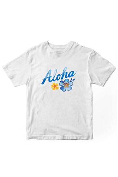 designedfy تيشيرت نسائي مطبوع من ألوها باللون الأبيض