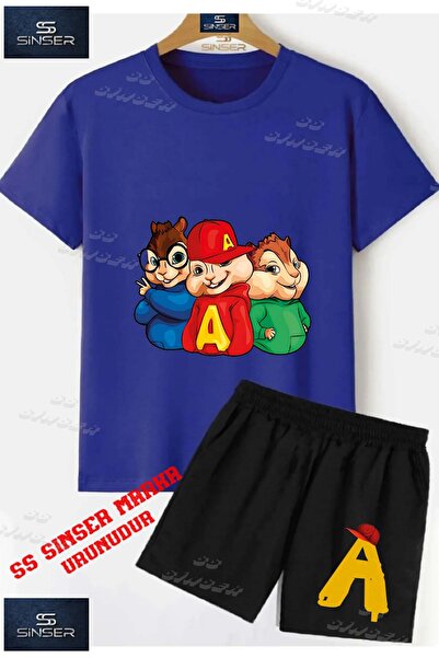 SS SİNSER Children's Unisex “Alvin 3Lu Sincap Half Trunk“ Custom Printed Crew...