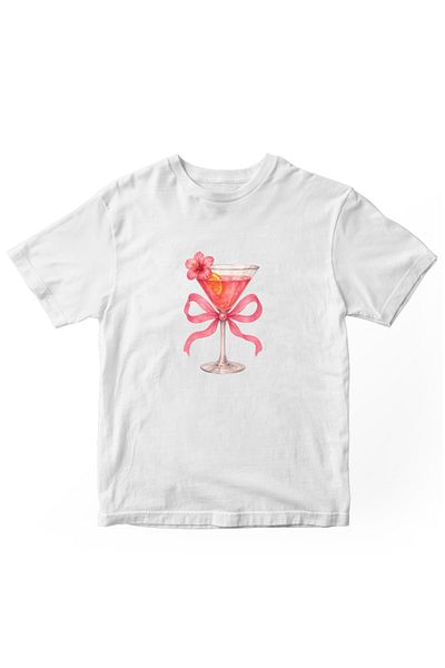 designedfy Martini Flower Printed Women's Tshirt White