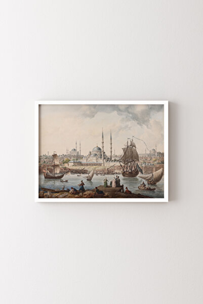 epiqart Yeni Cami ve İstanbul Limanı - Beyaz Çerçeve