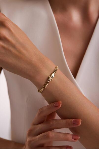 Tufanlar Kuyumculuk 14 Ayar 4 Mm Gurmet Zincir Bileklik (Taşsız Kilit)