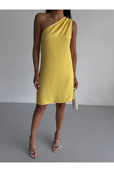 Caddebostan Moda Rochie de vacanță de bază, fără mâneci, mini, scurtă, casual, elegantă, de vară, cu un singur umăr