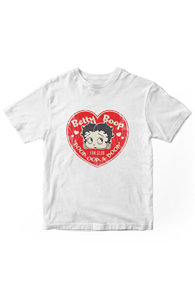 designedfy تيشيرت نسائي مطبوع من بيتي بوب باللون الأبيض