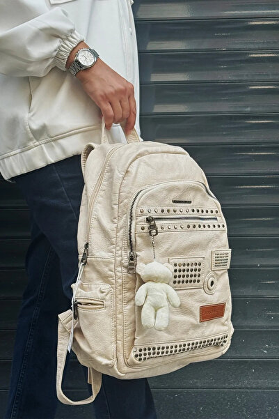 Just Polo Women's Cream Imported Washed Leather School & Backpack Shopper 2310000Mh