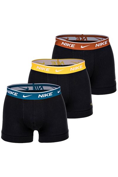 Nike Set de boxeri cu tehnologie Dri-FIT și bandă cu logo în talie - 3 perechi, Negru, Maro, Galben