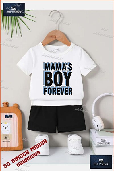 SS SİNSER Παιδικό UNISEX T-shirt με ειδική στάμπα  "MAMAS BOY WRITTEN " με λα...