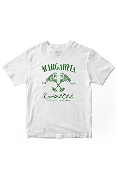 designedfy تيشيرت نسائي مطبوع مارغريتا باللون الأبيض