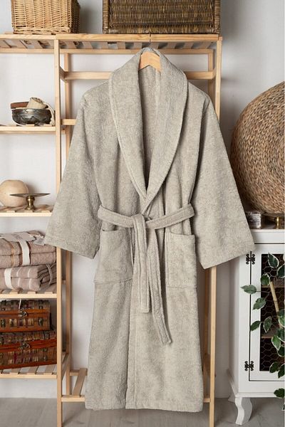 embays collection رداء حمام مجعد، رداء حمام بياقة شال، رداء حمام للجنسين من القطن بنسبة 100% للنساء/الرجال
