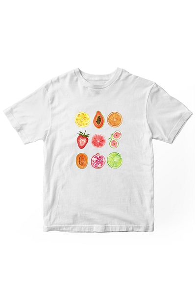 designedfy Summer Fruits Printed Women's Tshirt White