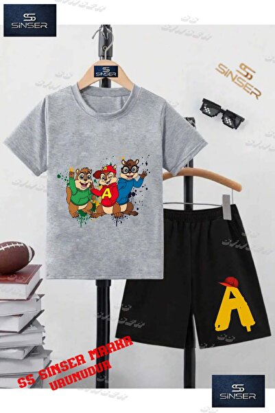 SS SİNSER Child Unisex “Alvin 3Lu Squirrel Back Painted“ Custom Printed Crew ...