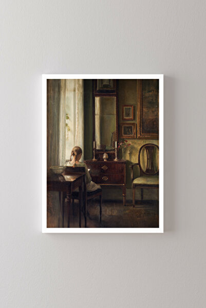 epiqart Fată care citește o carte - Cadru alb