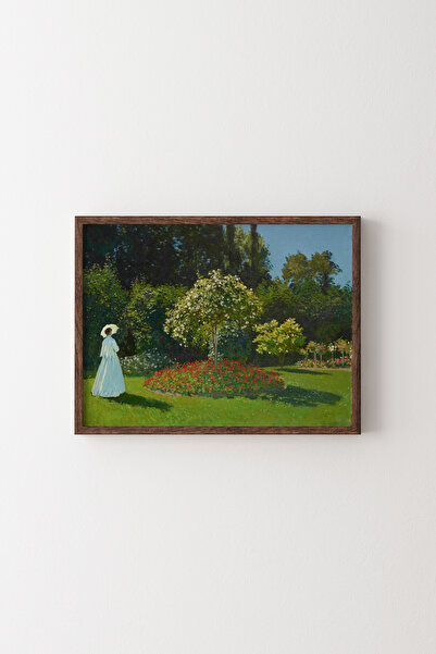epiqart Woman in the Garden - Wooden Patterned Frame