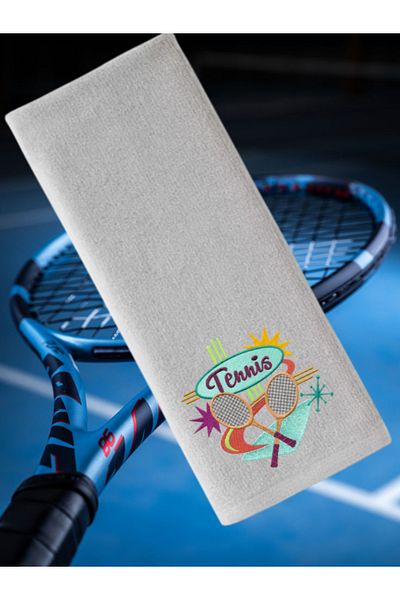 Ursa Tennis Racket Designed Embroidered Sport Towel 50X90