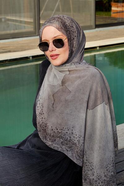 LuvenSara Silk Chiffon Shawl Dark Gray