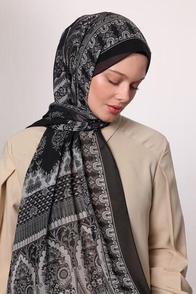 LuvenSara Silk Chiffon Shawl Black