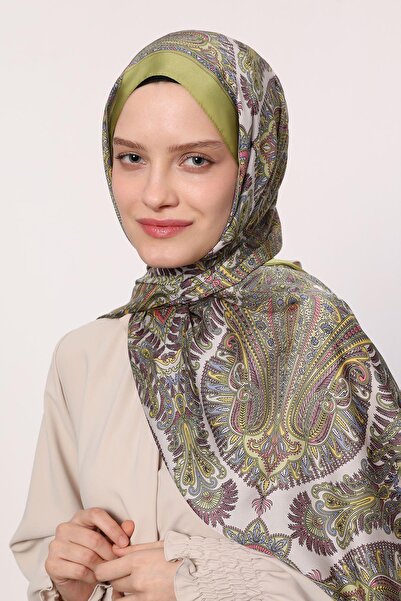 LuvenSara Hint İpeği Şal Yağ Yeşili